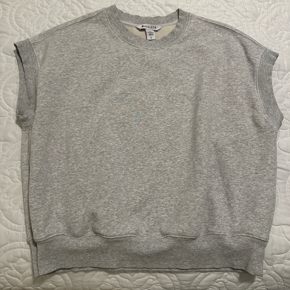 Athleta Gray Sleeveless Crewneck Sweatshirt